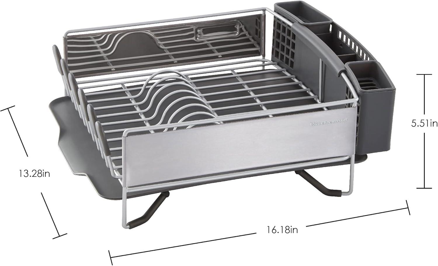 KitchenAid® Compact Stainless Steel Dish Rack, Satin Gray, 15-Inch-by-13.25-Inch