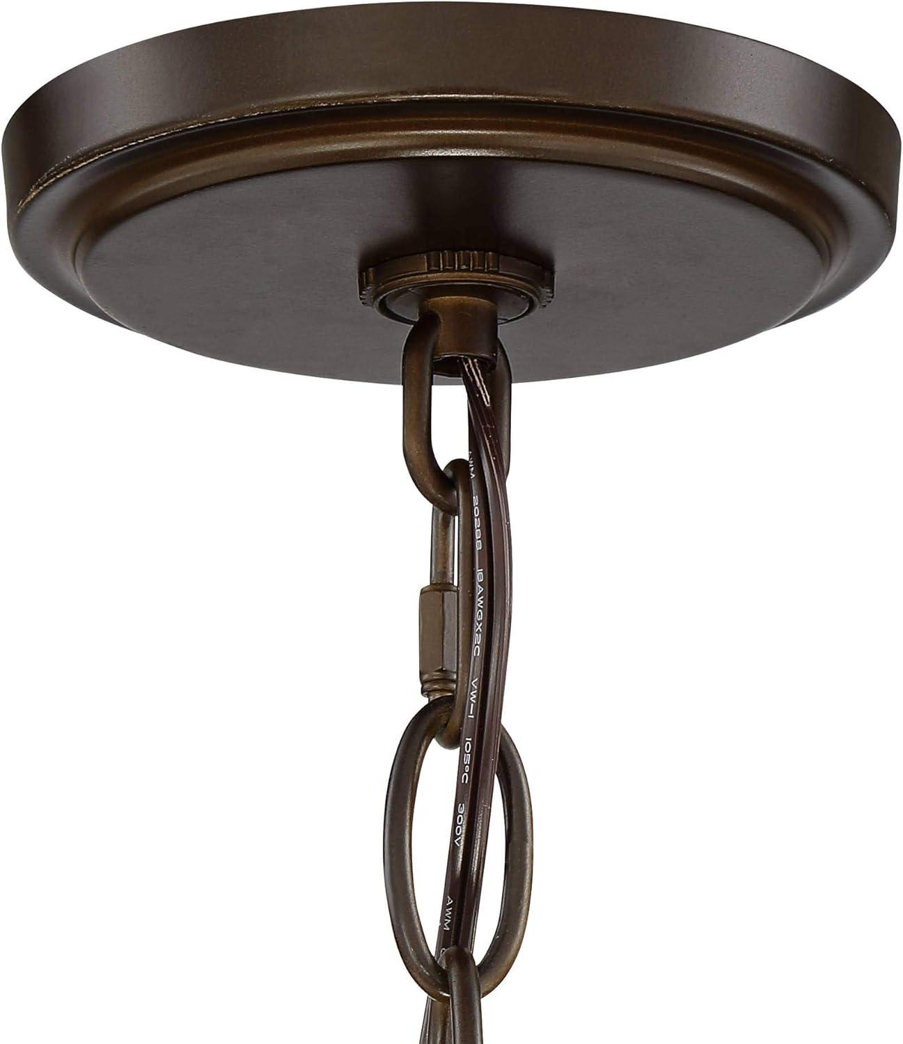 Franklin Iron Works Edinger Oil Rubbed Bronze Pendant Chandelier 20" Wide Rustic Clear Waterglass Textured Shade 4-Light Fixture for Dining Room House