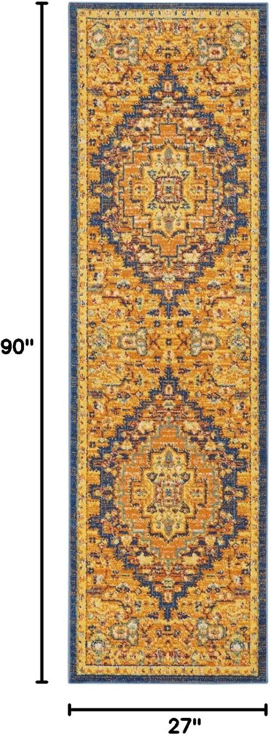 Handmade Orange Medallion Synthetic Rectangular Area Rug