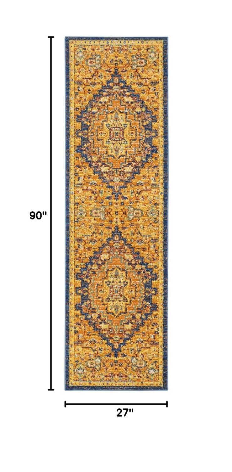 Handmade Orange Medallion Synthetic Rectangular Area Rug