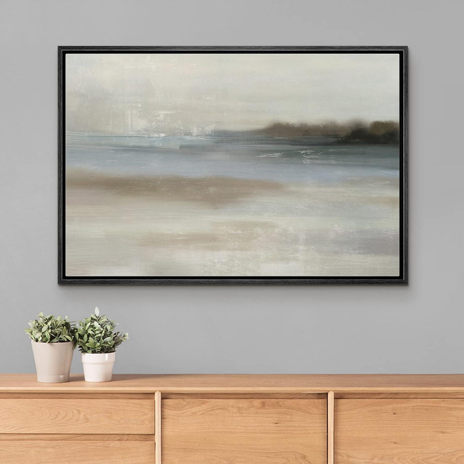 " SIGNLEADER Framed Canvas Print Wall Art Pastel Gray Paint Watercolor Landscape Abstract Shapes Illustrations Modern Art Decorative Minimal Relax/Calm For Living Room, Bedroom, Office "