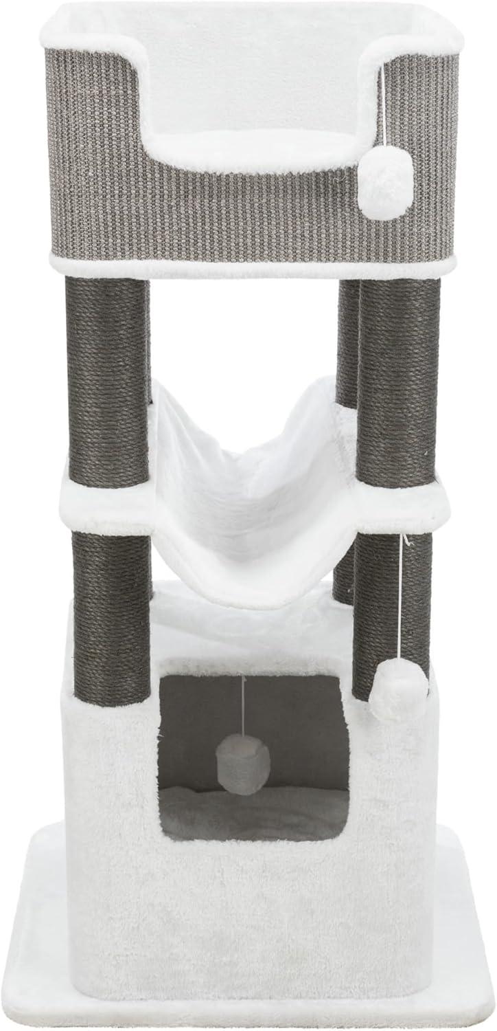 TRIXIE TRIXIE Lucano 43.3" XXL Cat Tree - Sisal Scratching Posts, Plush Covered House, Cat Beds, Platforms, Two Hanging Toys