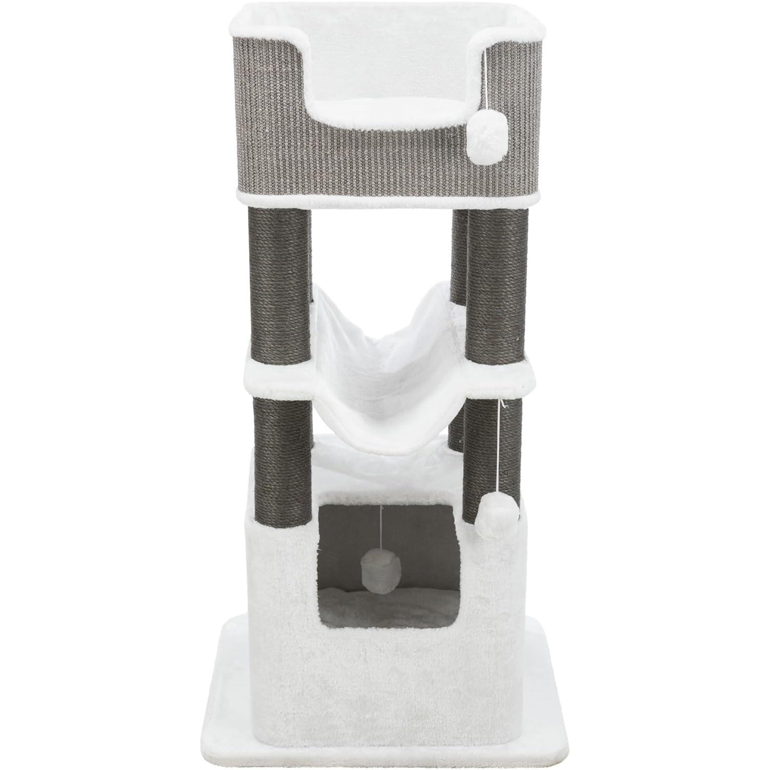 TRIXIE TRIXIE Lucano 43.3" XXL Cat Tree - Sisal Scratching Posts, Plush Covered House, Cat Beds, Platforms, Two Hanging Toys