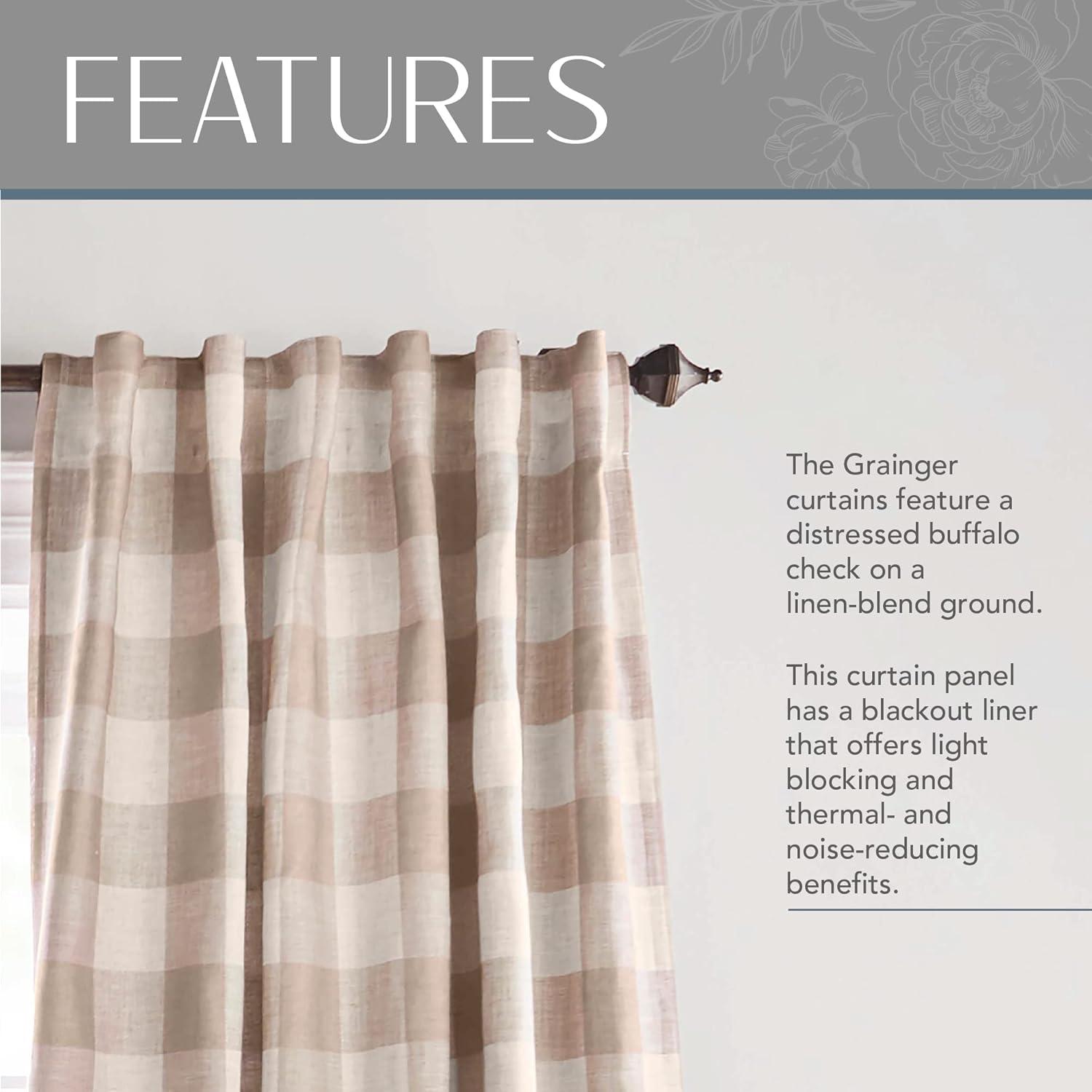 Grainger Buffalo Check Linen Blackout Curtain Panel