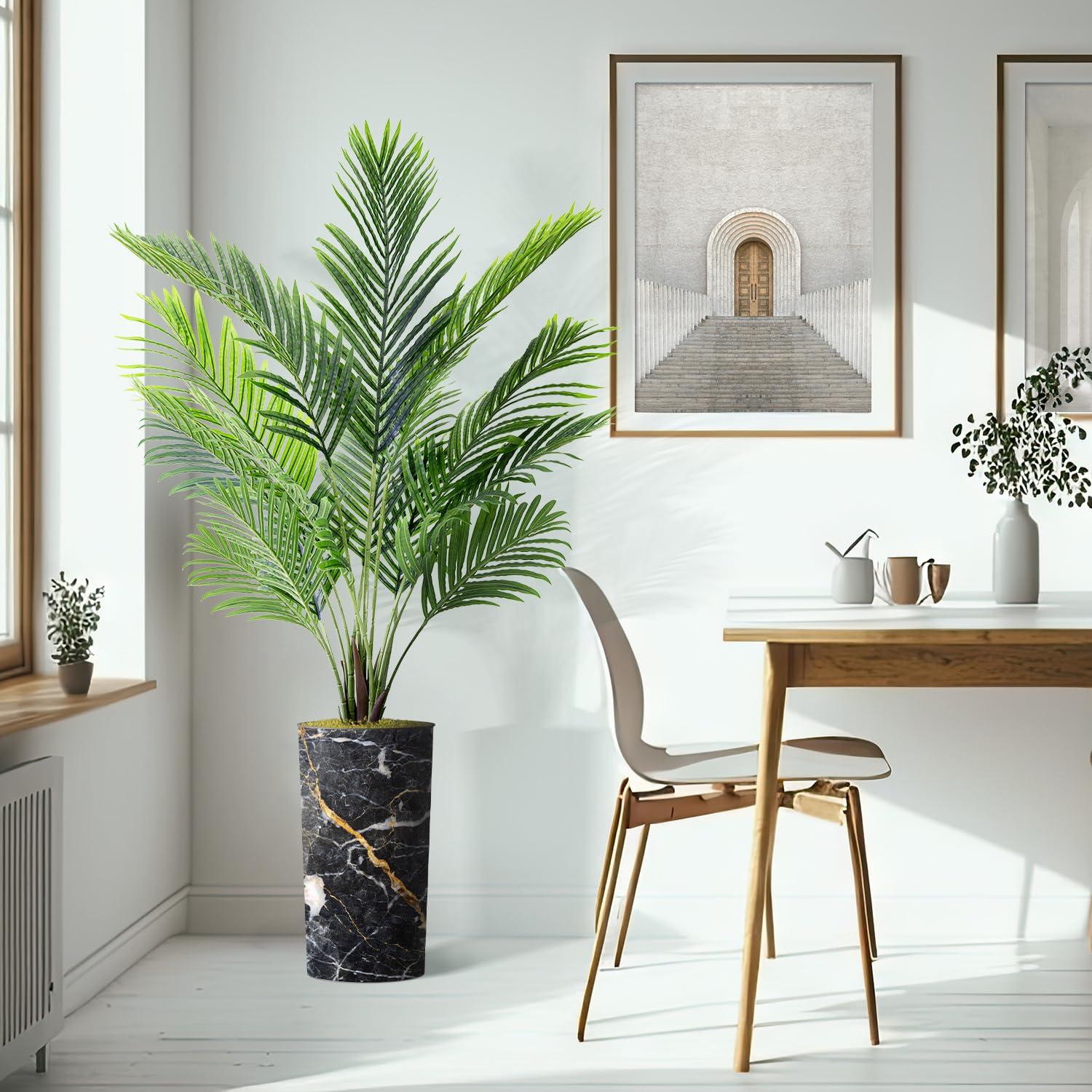 SIGNLEADER Artificial Plant In Planter, Fake Areca Tropical Palm Plant Home Decoration (Plant Pot Plus Plant)
