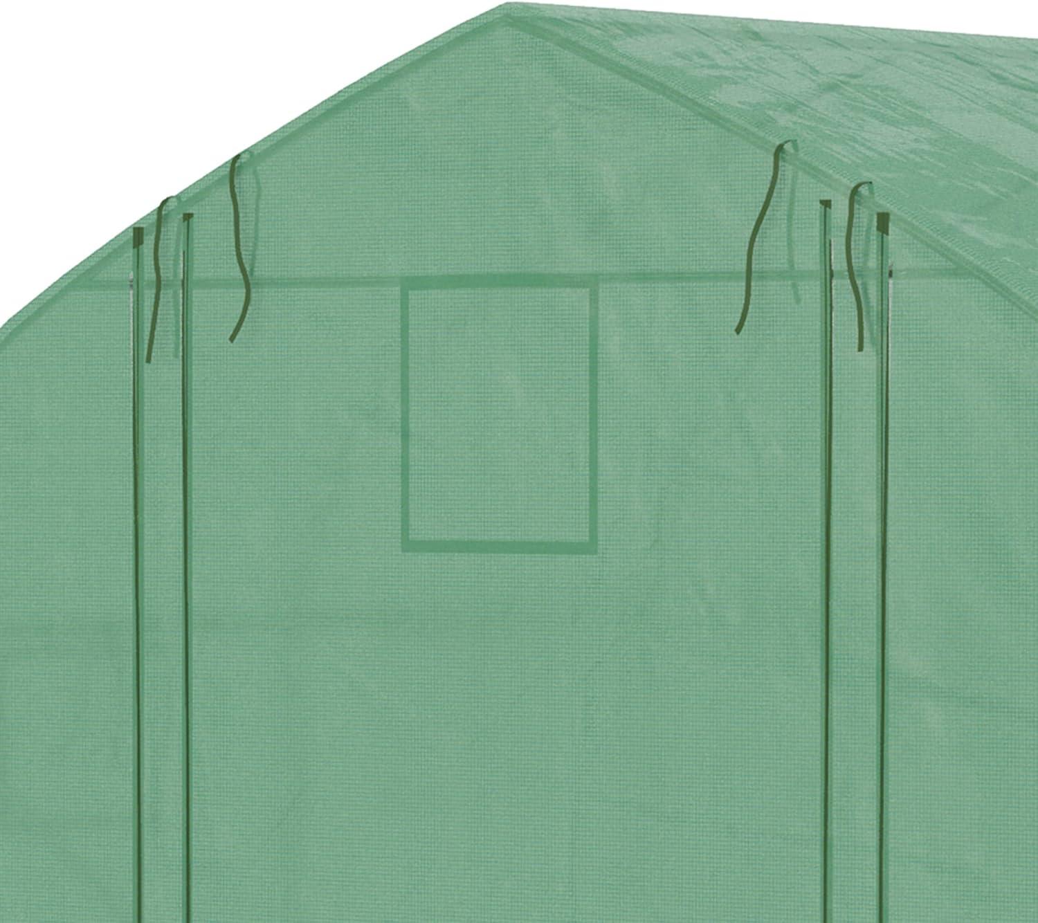 Green Polyethylene Walk-In Tunnel Greenhouse with Roll-Up Door