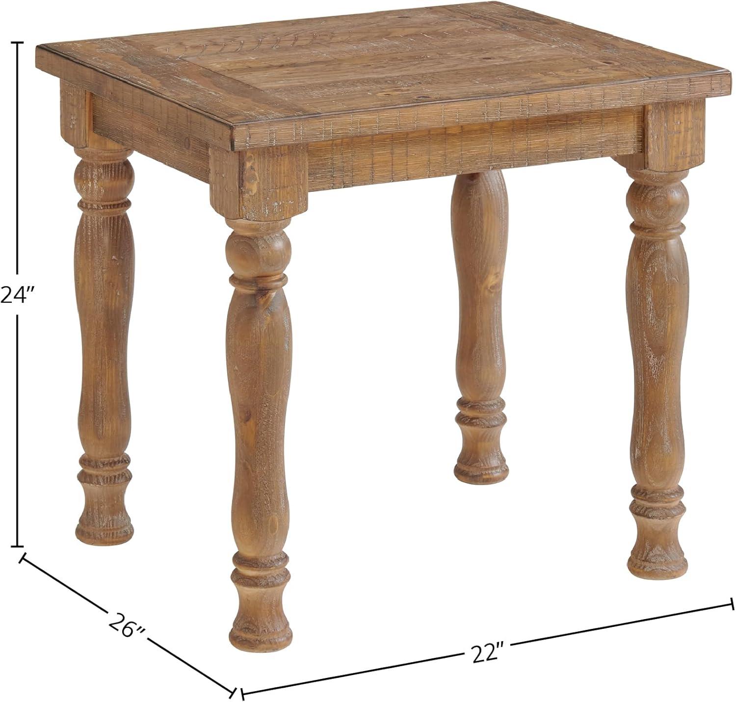 Highland Rustic Brown Pine Wood Turned Leg End Table