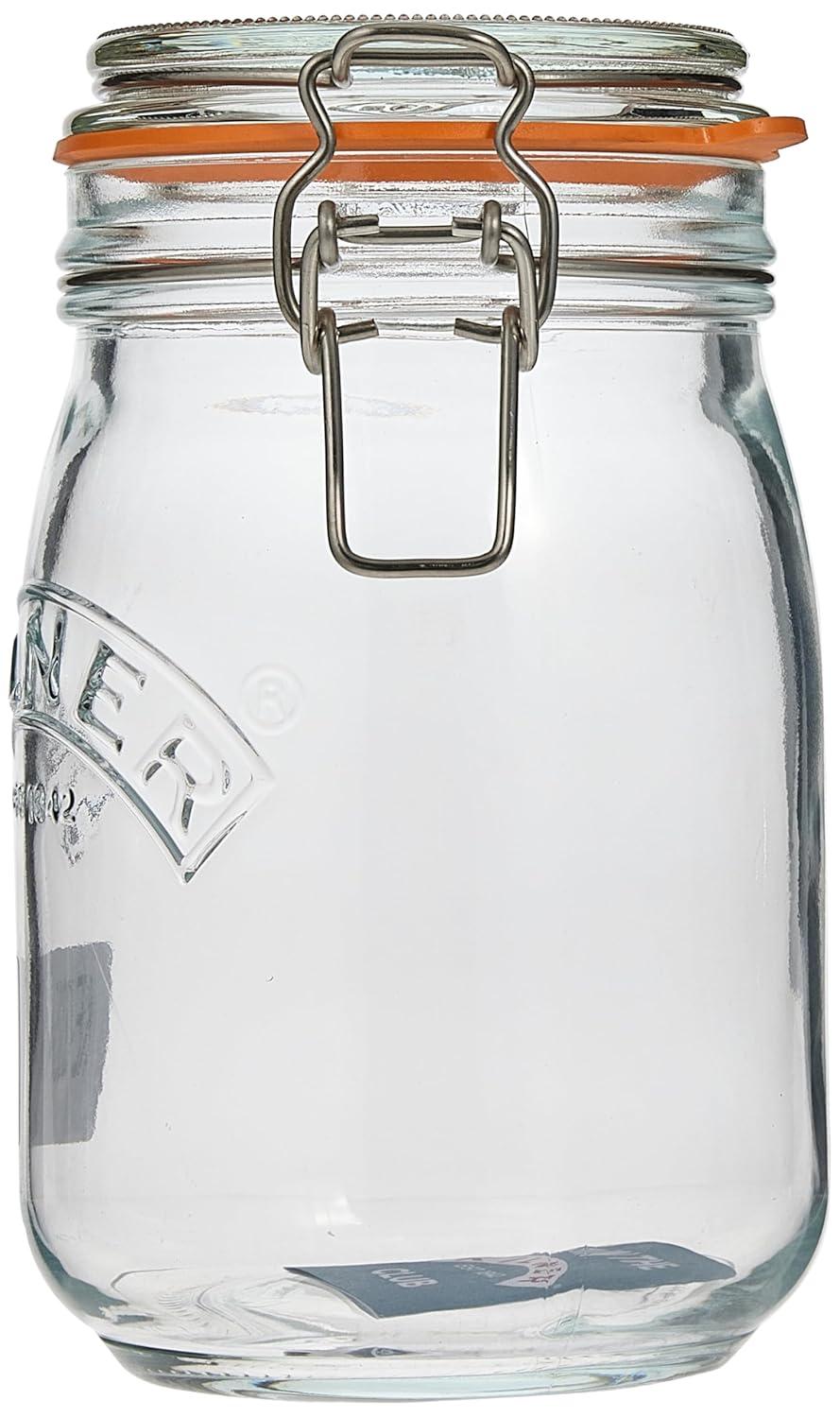 Clear Glass 34-Fl Oz Clip Top Storage Jar Set