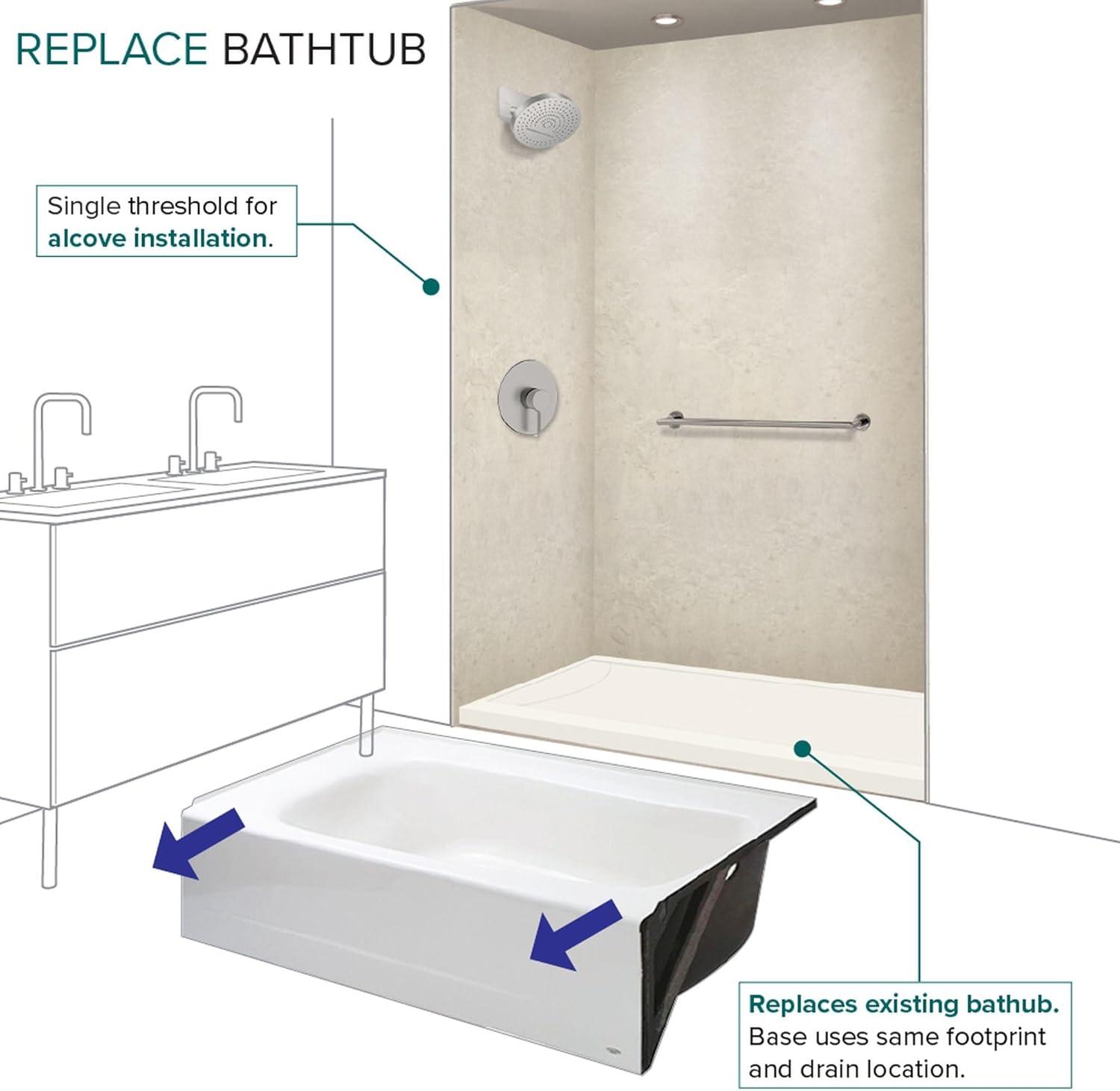 Transolid Transolid 60-in x 32-in Cast Solid Surface Tub Replacement Base Linear FSLB6032R-02