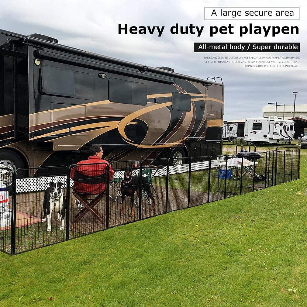 FDW Dog Playpen Pet Dog Fence 32" Height 16 Panels Metal Dog Pen Outdoor Exercise Pen with Doors for Large/Medium /Small Dogs Camping,Yard