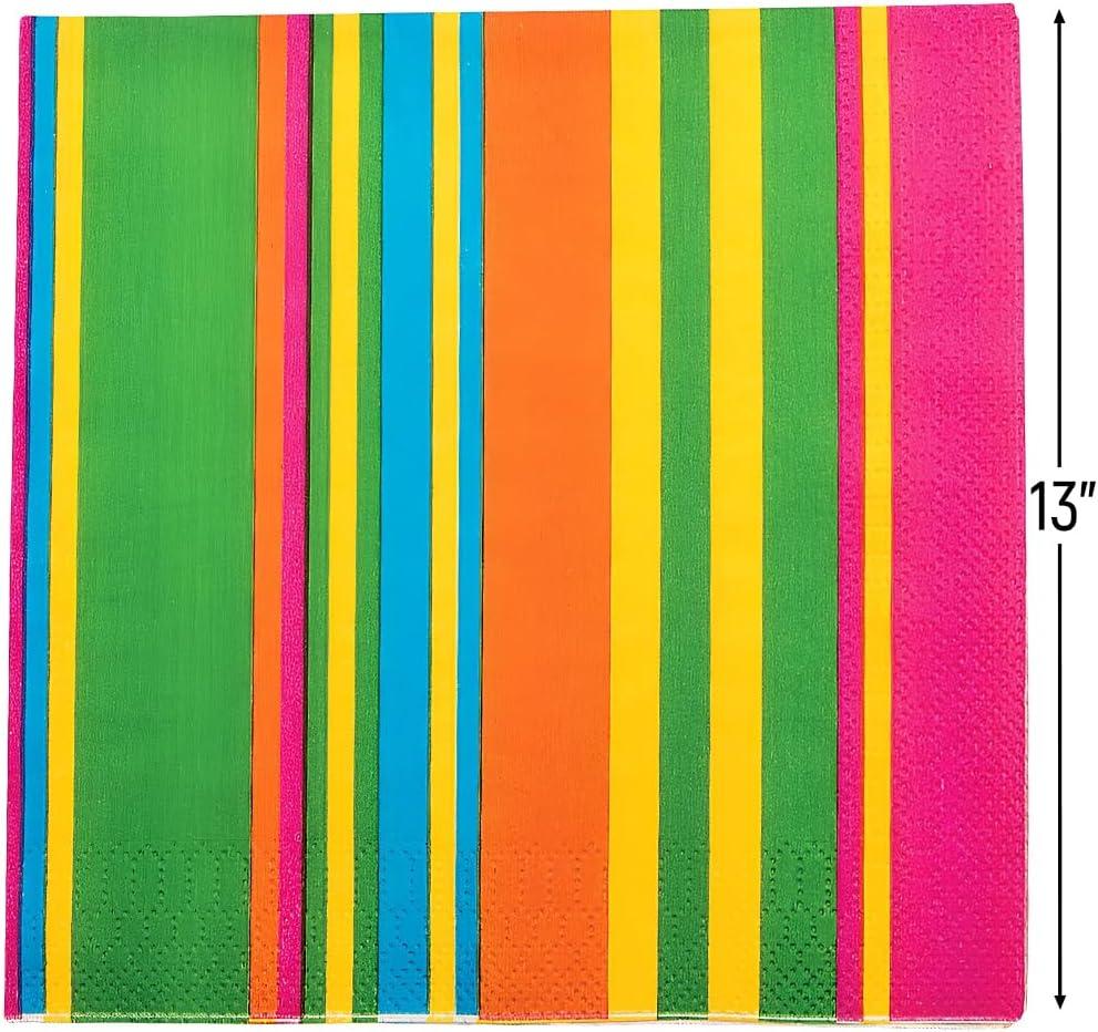 Fiesta Multicolor Striped Paper Luncheon Napkins, 16 Count