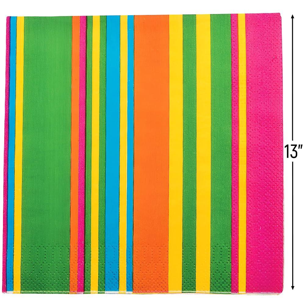 Fiesta Multicolor Striped Paper Luncheon Napkins, 16 Count