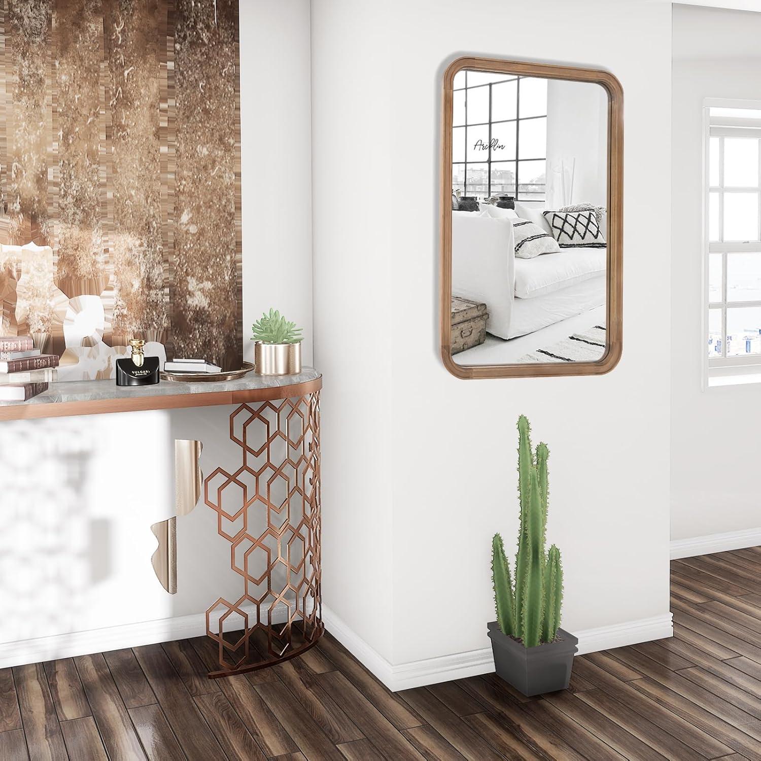 WallBeyond 20"x30" Farm Wall Mirror-C Natural Wood