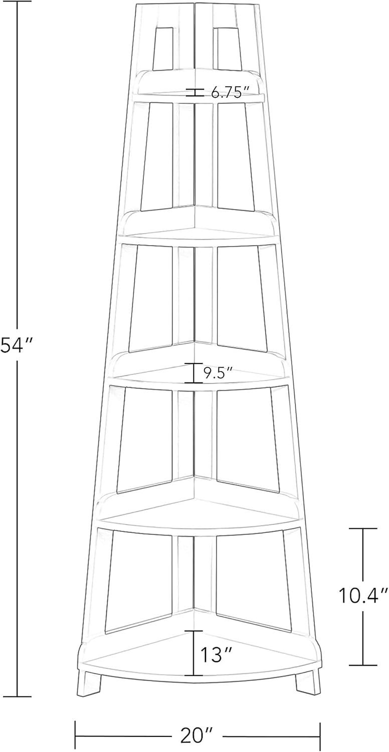 Gray 5-Tier MDF Corner Ladder Bookshelf