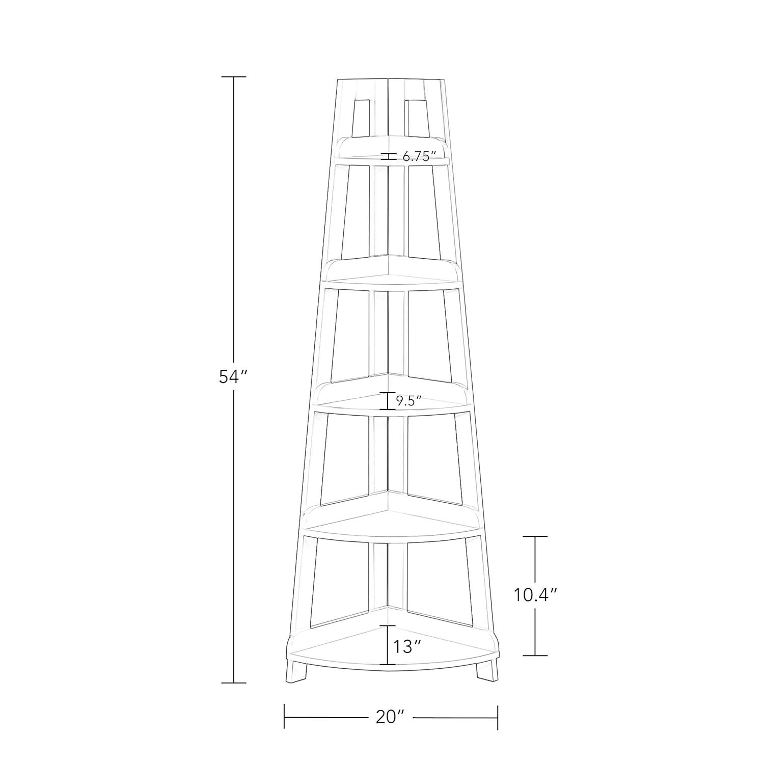 RiverRidge Home RiverRidge Amery 5-Tier Tall Corner Ladder Shelf Tower with Display Shelf and Corner Storage for Bathroom, Living Room, Office