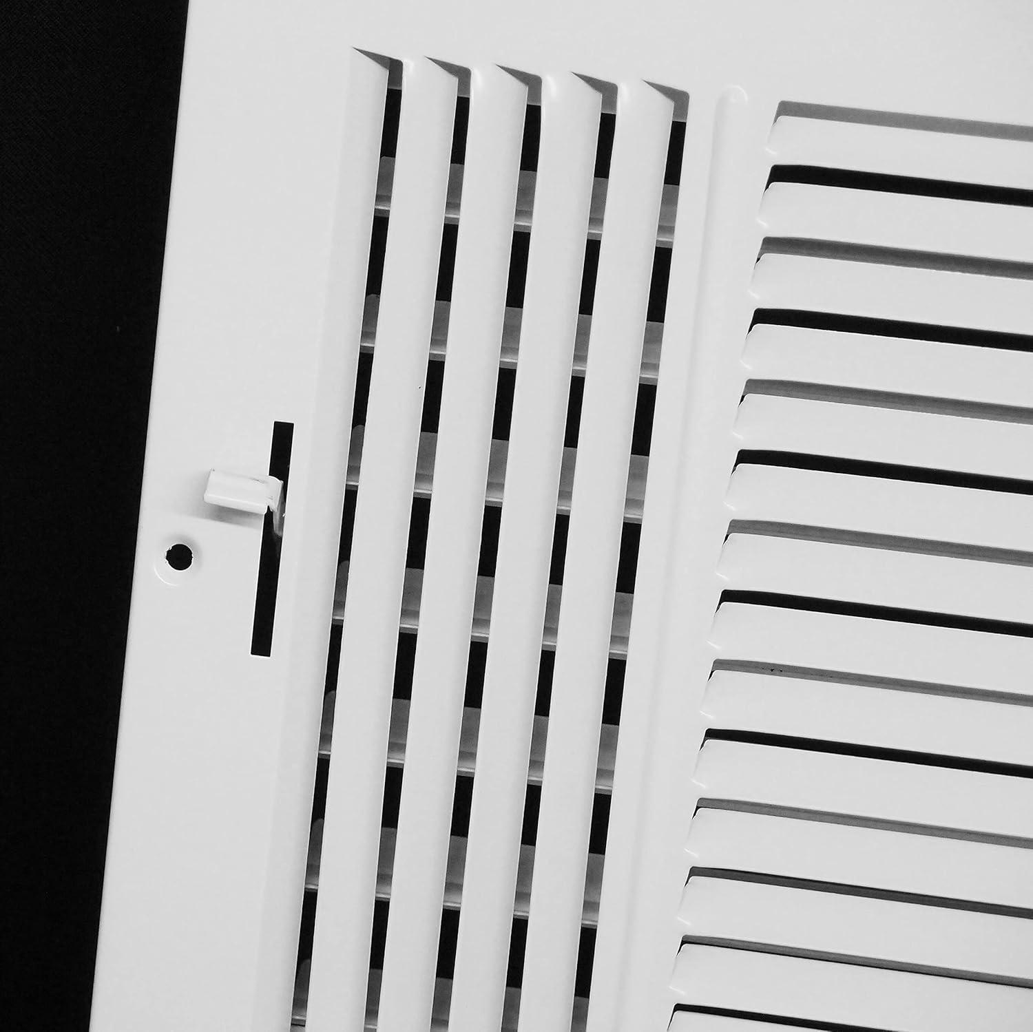 X 4"H 3-Way AIR Supply Grille - Vent Cover & Diffuser - Flat Stamped Face - White [Outer Dimensions: 9.75"W X 5.75"H]