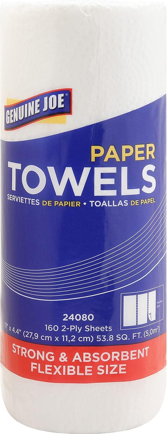 Genuine Joe 2-Ply Recycled Household Paper Towels, 30 Rolls