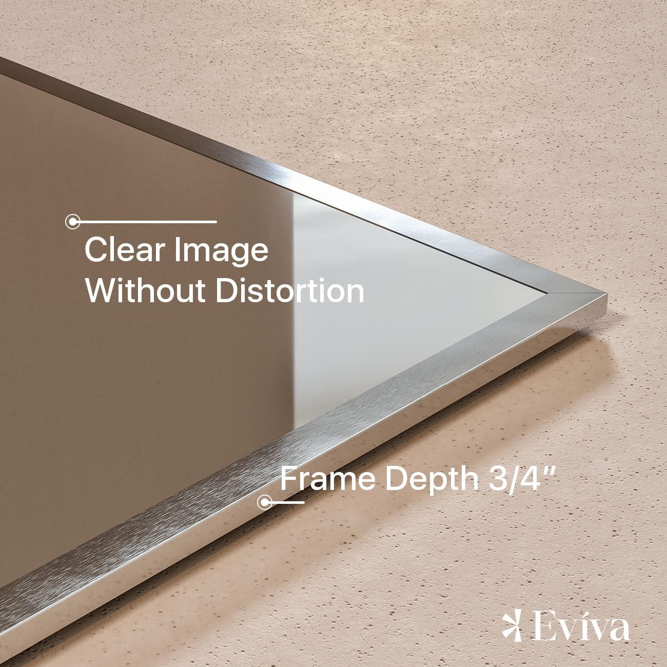 Eviva Sax 48 in. Brushed Chrome Framed Bathroom Wall Mirror