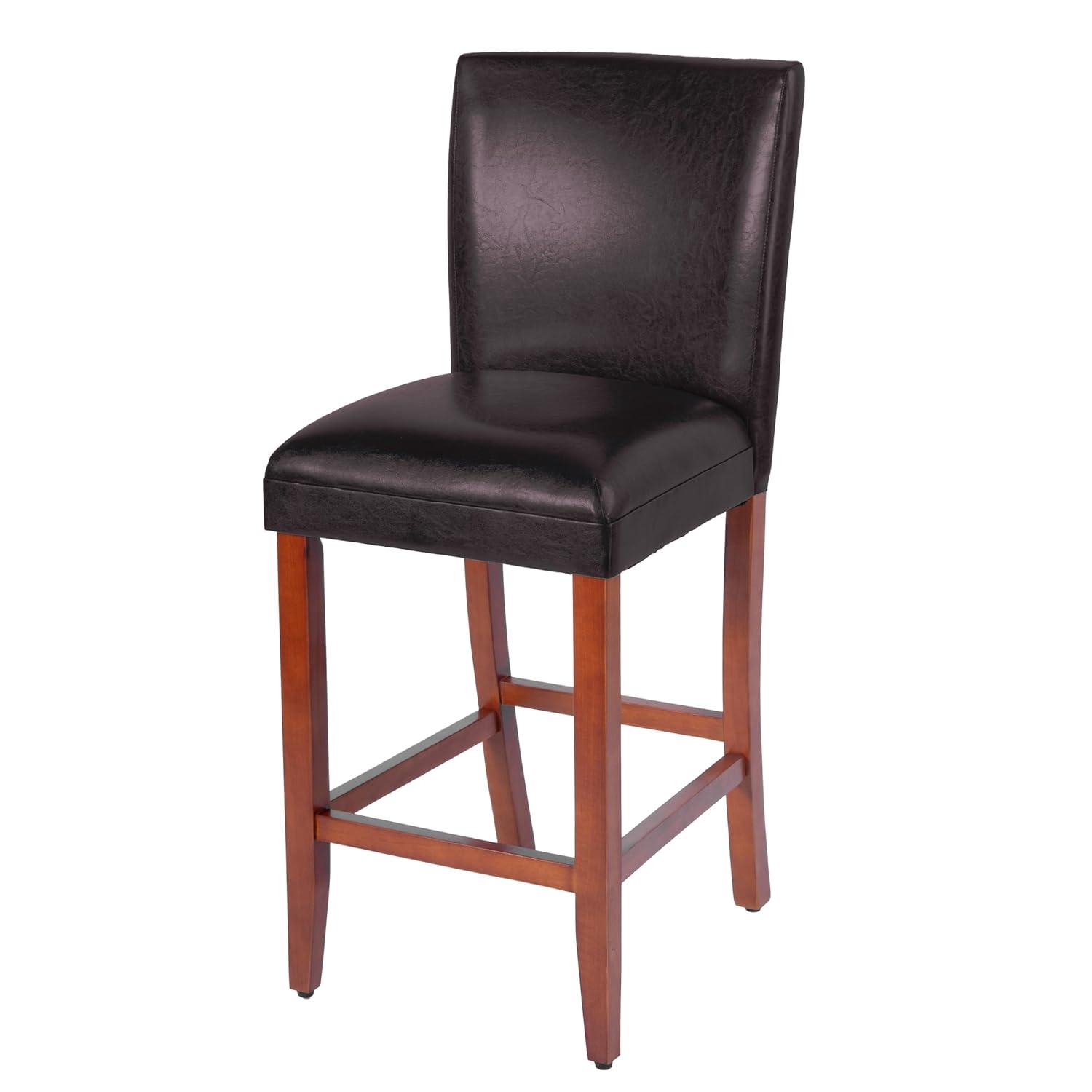 HomePop 29" Faux Leather Barstool, Multiple Colors