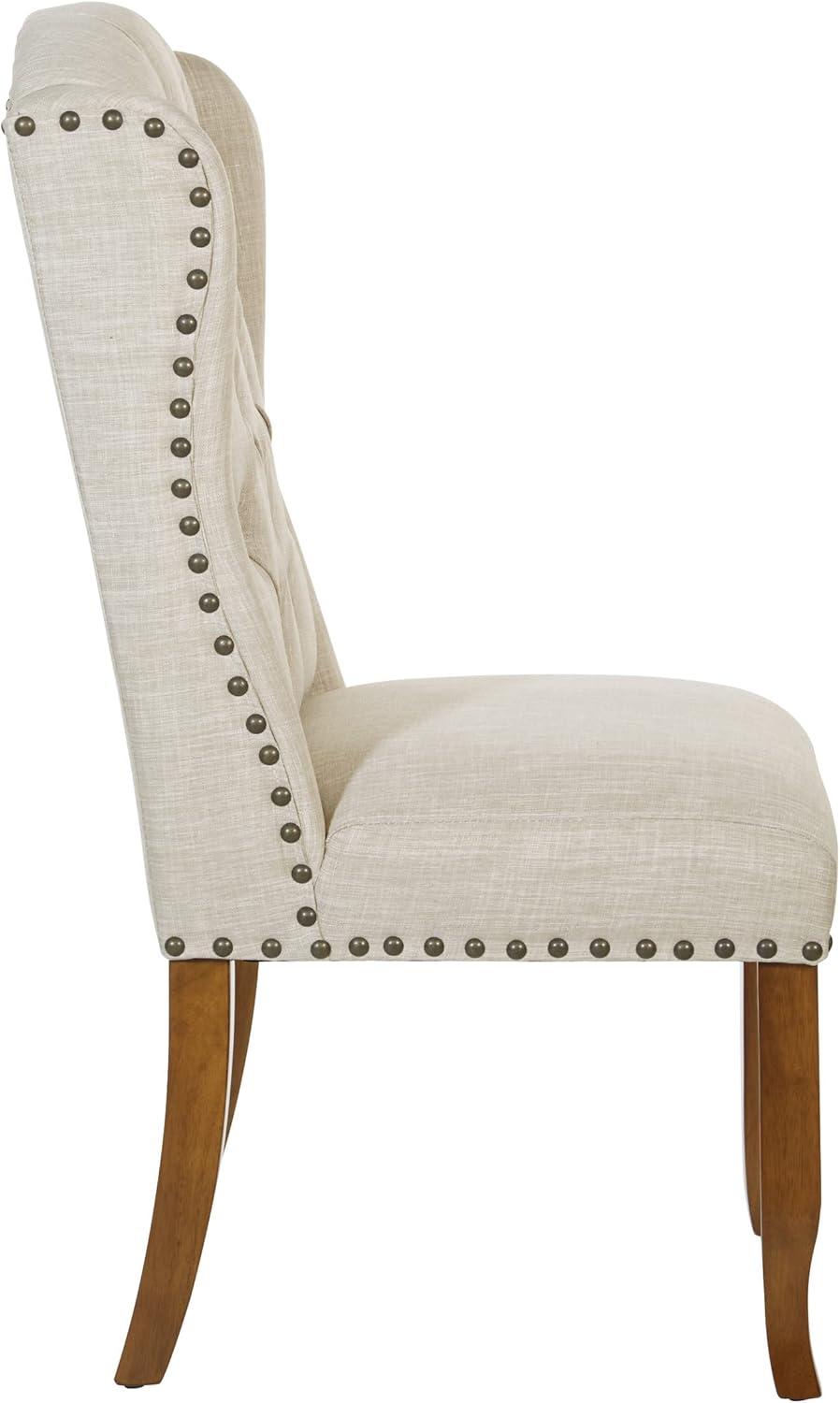 Elegant Linen Upholstered Parsons Side Chair with Wood Legs