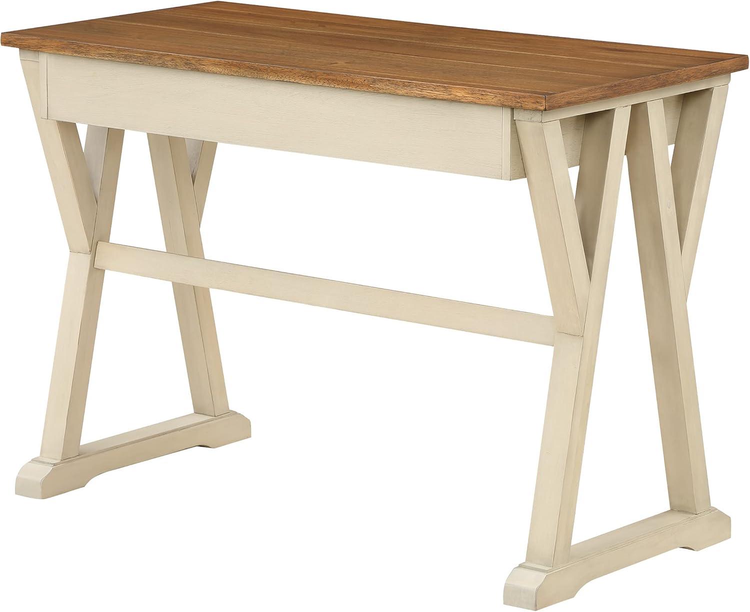 Jericho Rustic Writing Desk w/ Drawers  in Antique White in Engineered Wood