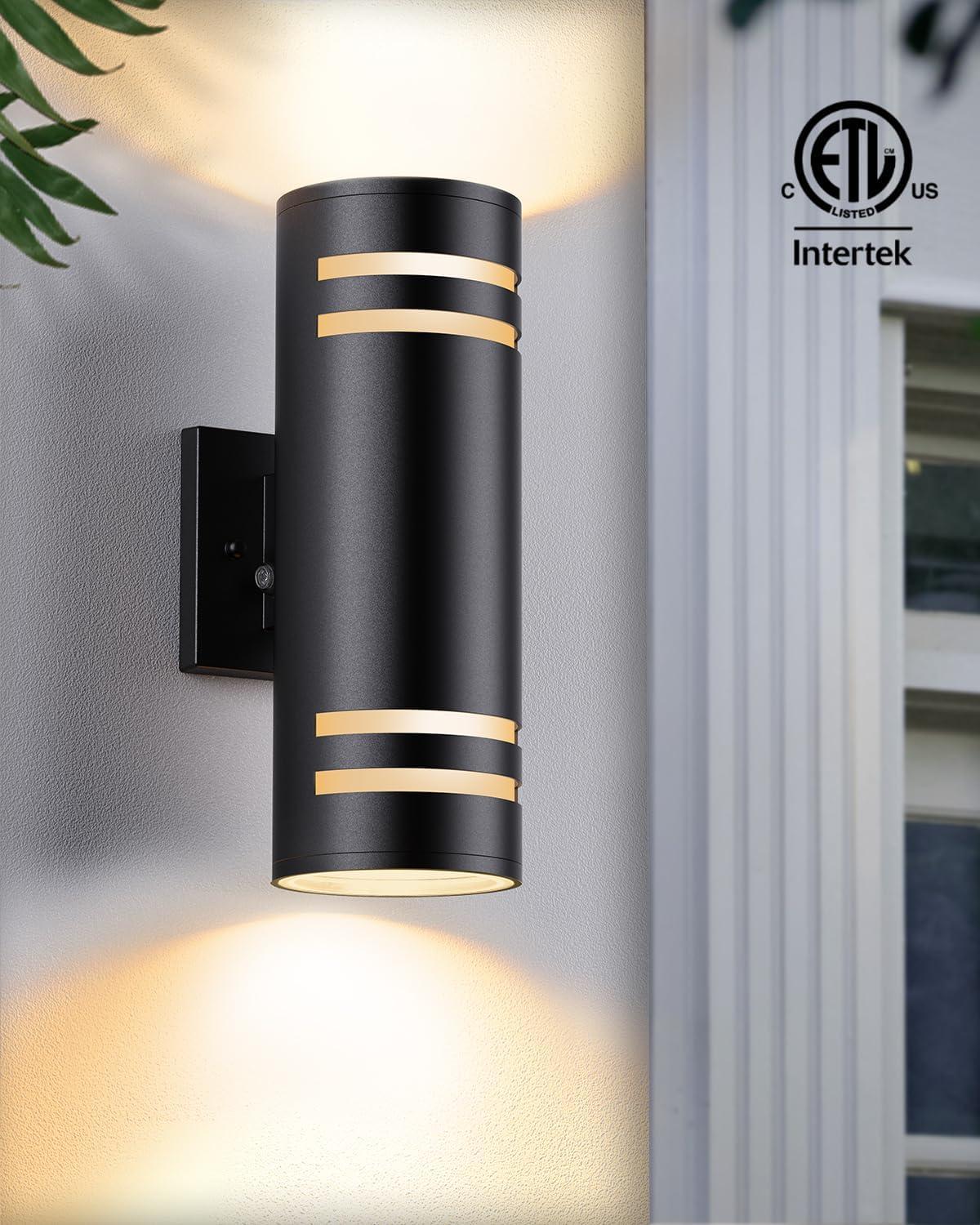 Black Aluminum Dual Light Modern Outdoor Sconce