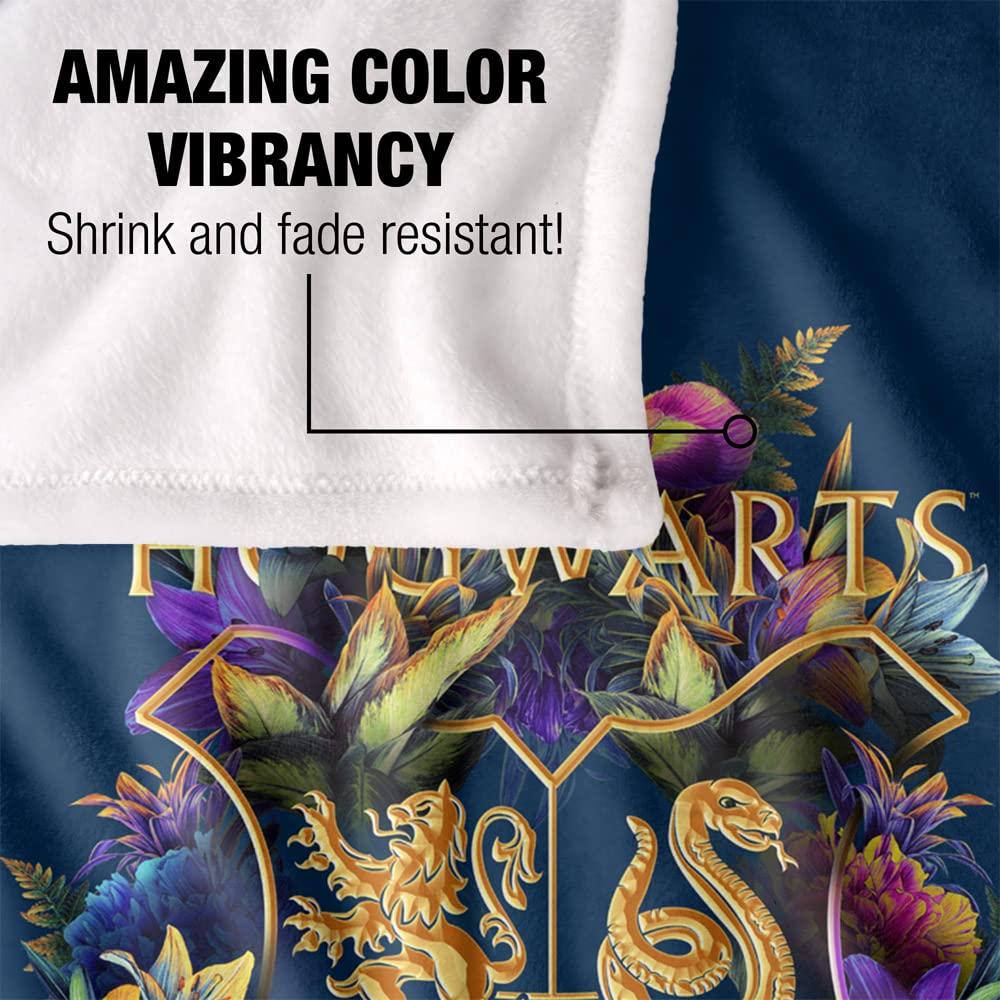 Harry Potter Hogwarts Multi-Colored Floral Crest Officially Licensed Silky Touch Super Soft Throw Blanket 50" x 60"