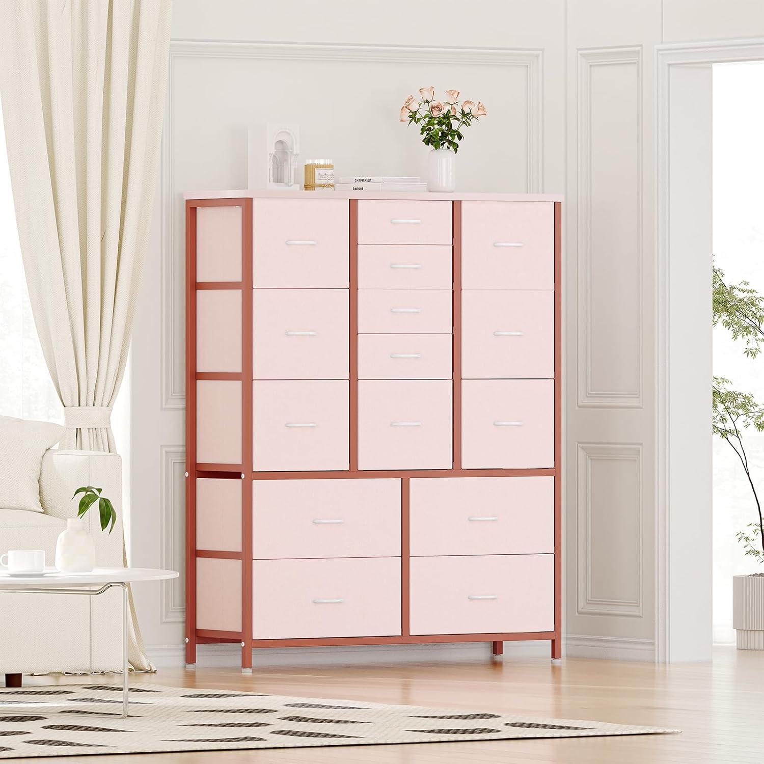 M optimized Dresser for Bedroom with 15 Drawers, Tall Dresser & Chests of Drawers, Fabric Storage Dresser for Closet, Hallway, Living Room