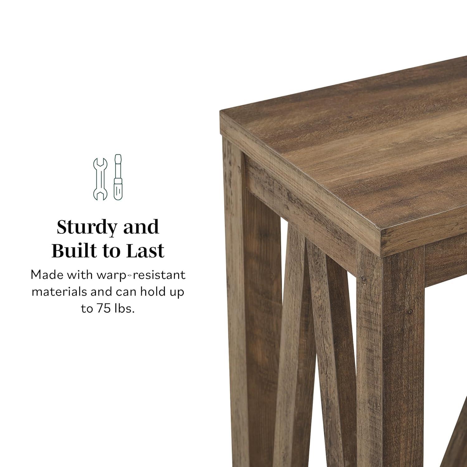 Walker Edison Modern Farmhouse Faux Marble and Walnut Entryway Table, Faux White Marble/Walnut