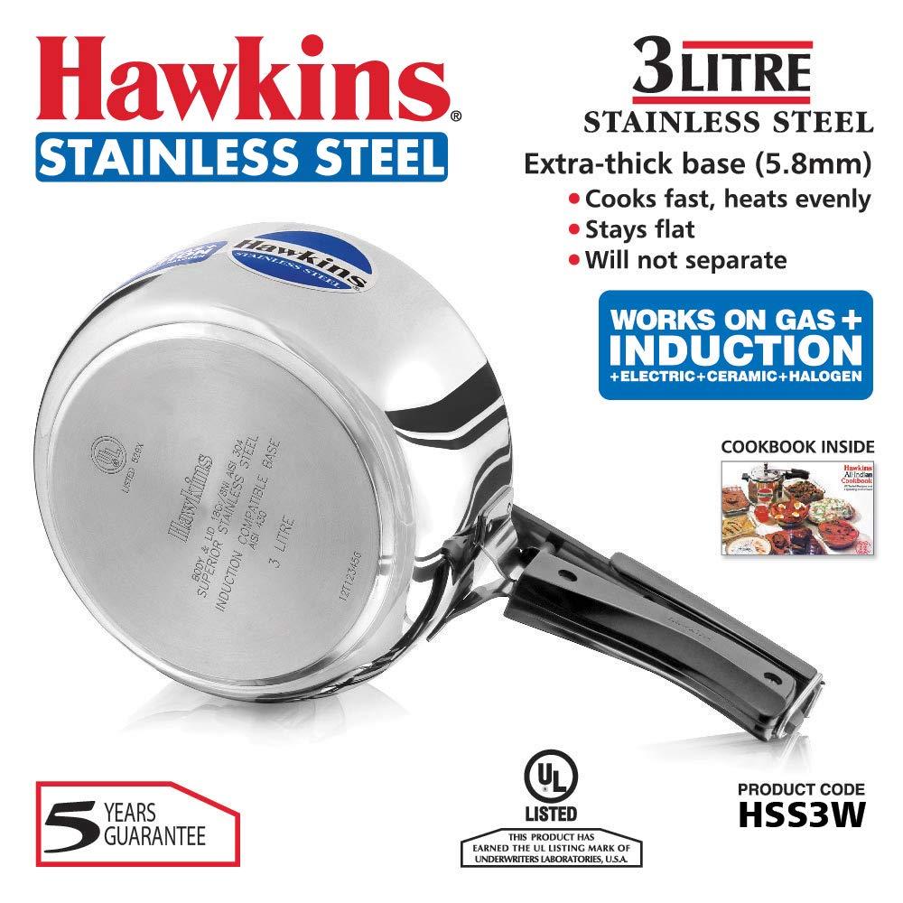 Hawkins B60 Pressure Cooker, 3 L, Silver