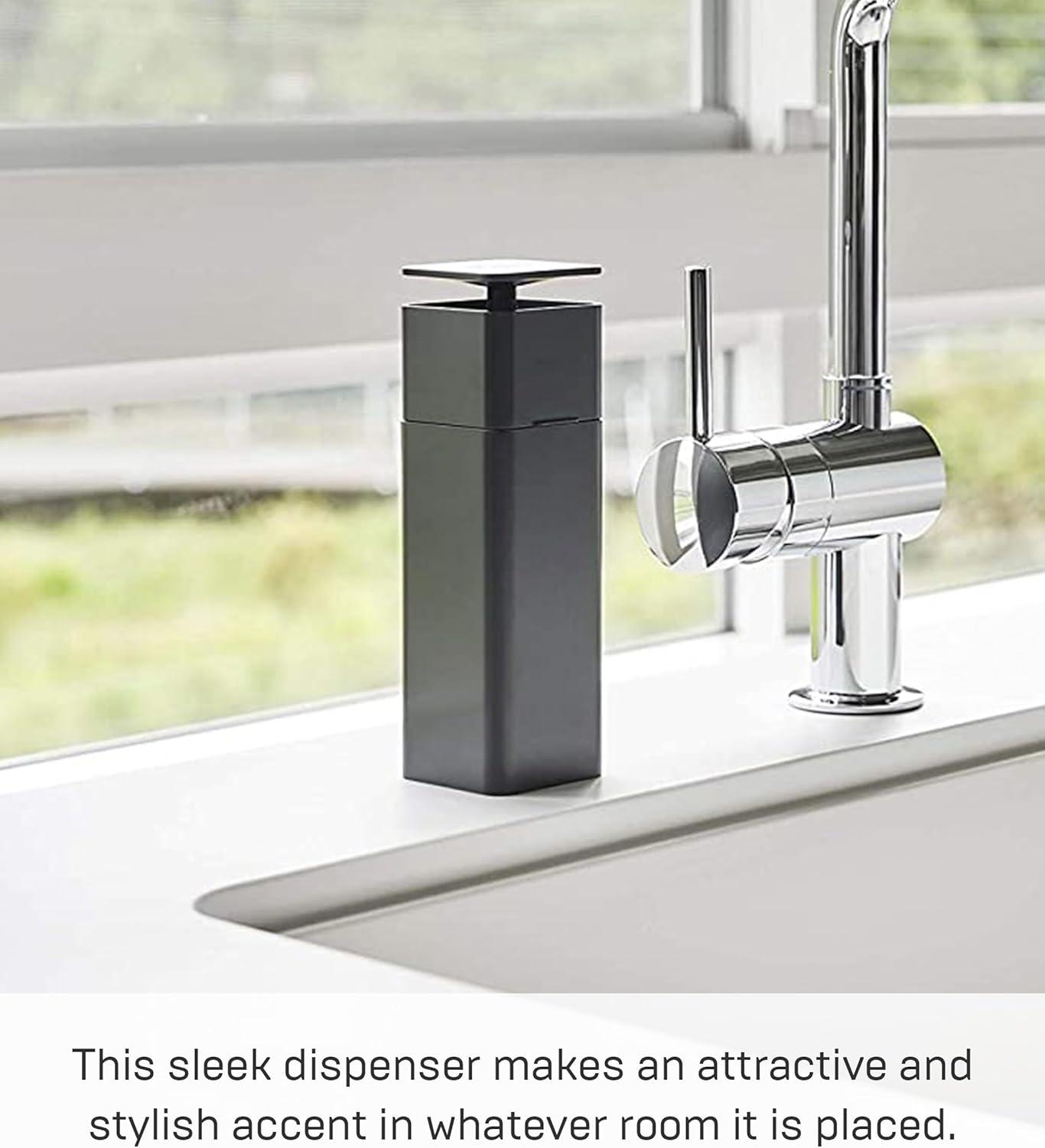 Black Plastic One-Handed Soap Dispenser, 8.5 oz