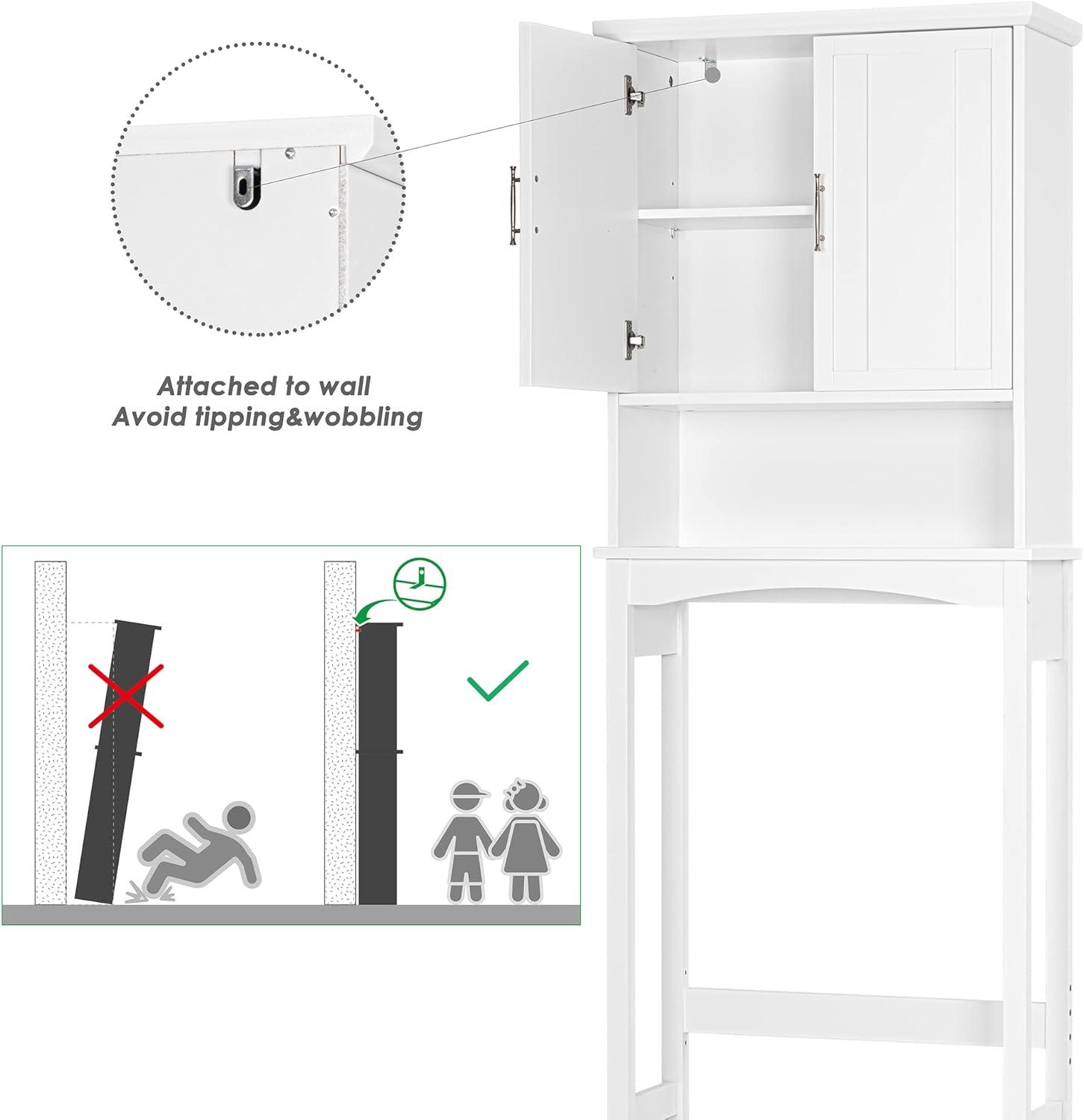 Sobaniilo Over The Toilet Storage Cabinet, Bathroom Storage Organizer Over Toilet, Space Saver W/Adjustable Shelf & Open Storage Shelf, White