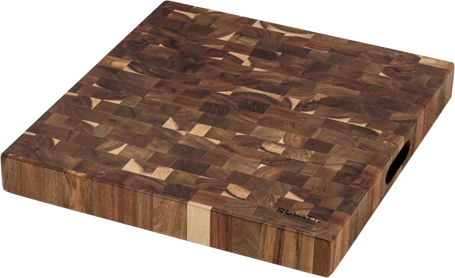 Ruvati Rva2445 Accessories 17" L X 16" W X 2" H End-Grain Teak Butcher Block Solid Wood