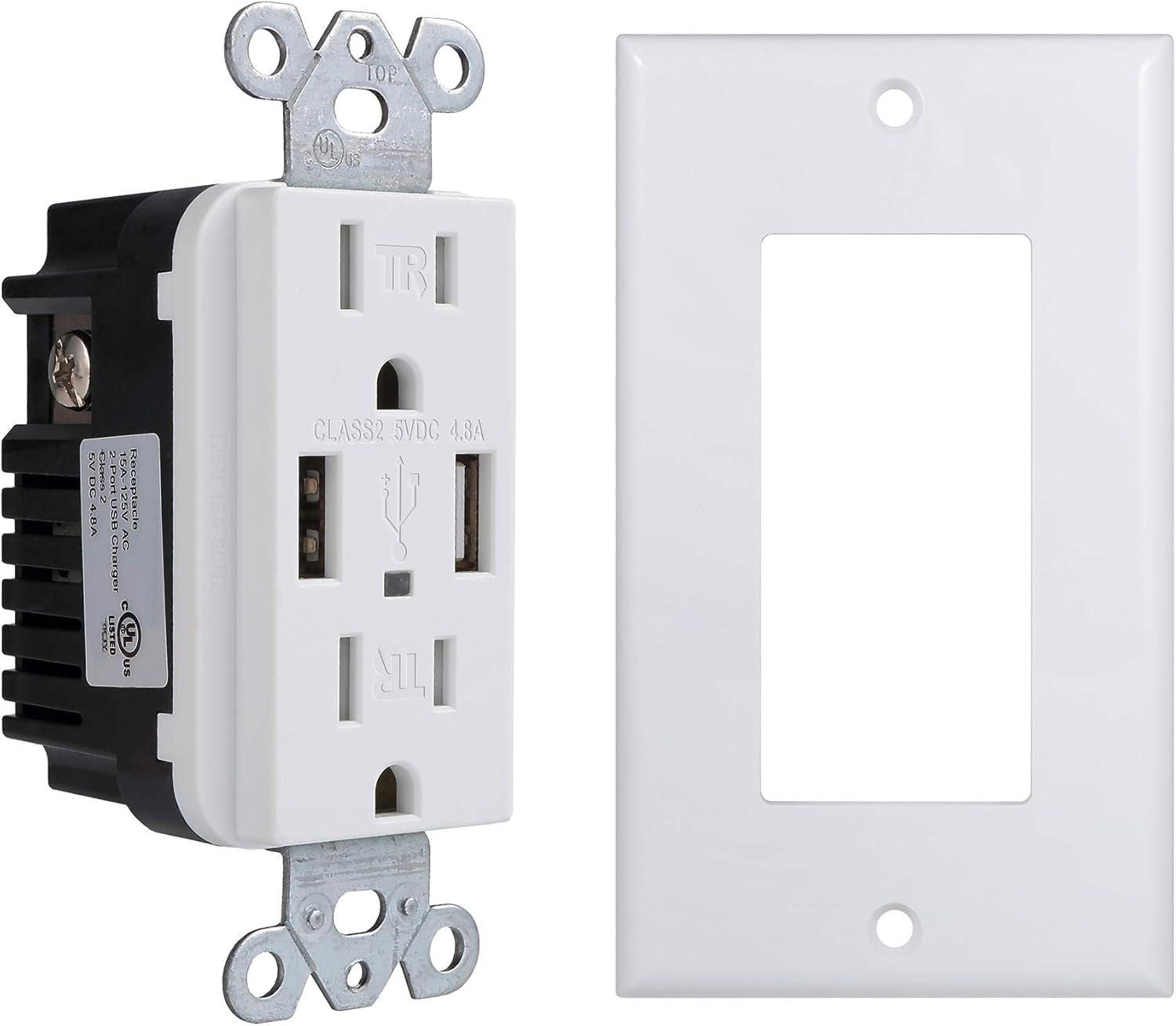 15 Tamper Resistant Duplex Outlet with USB Port