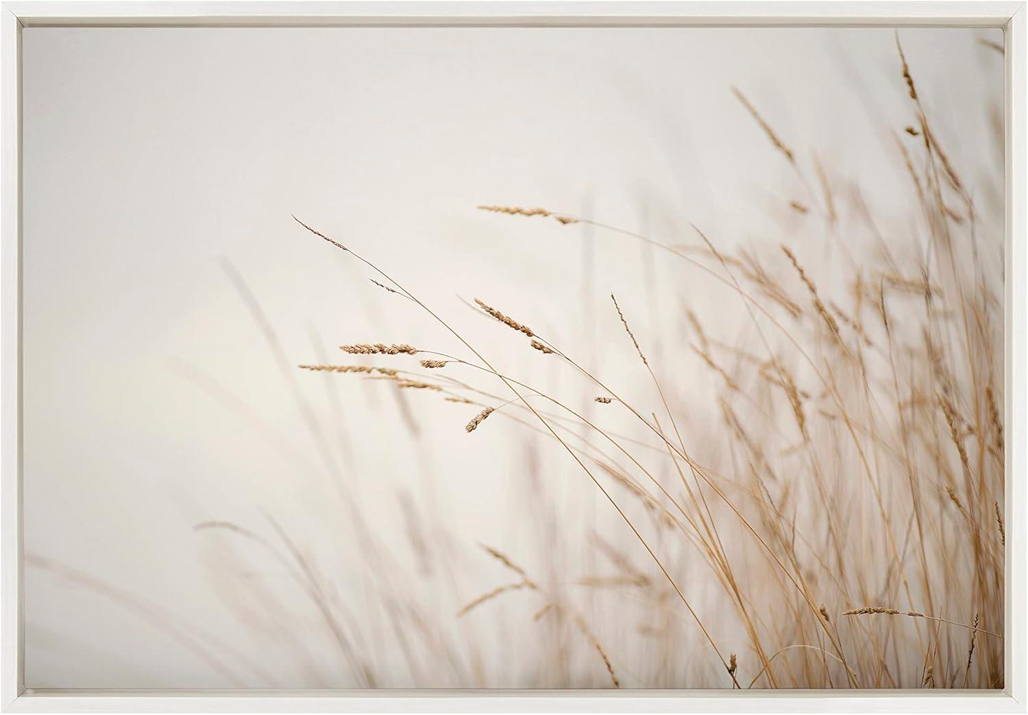 23" x 33" Sylvie Marsh Grass No 1 Framed Canvas by Crystal Lynn Collins White - Kate & Laurel All Things Decor