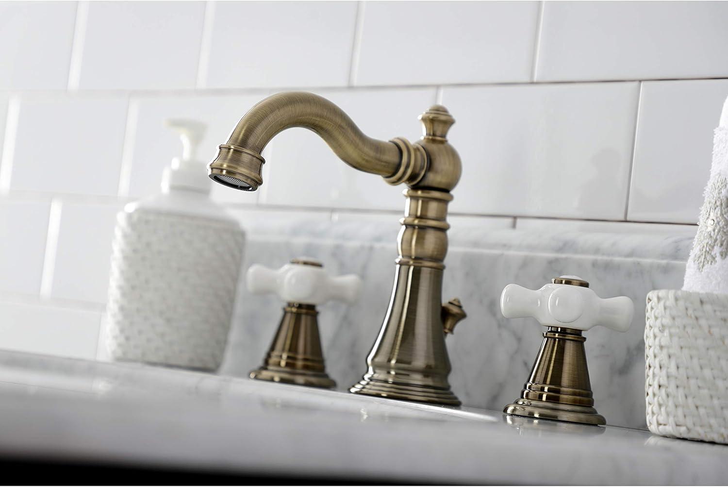Kingston Brass Kingston Brass American Classic Two-Handle 3-Hole Deck Mount Widespread Bathroom Faucet with Pop-Up Drain FSC19733APX