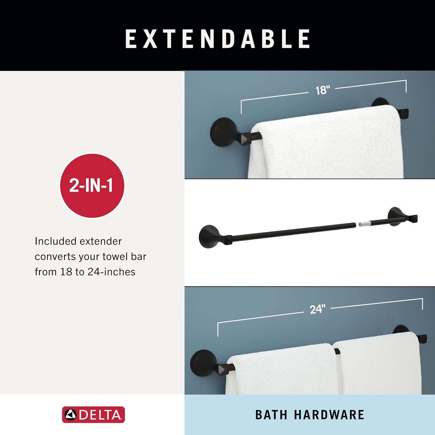 Delta ESA18-PC Esato 18" Bath Towel Bar w/ 6" Extender Polished Chrome Finish