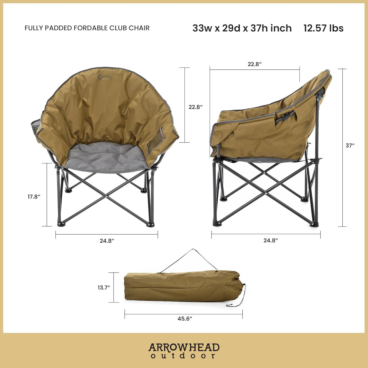 ARROWHEAD Outdoor Folding Camping Chair with Cushions