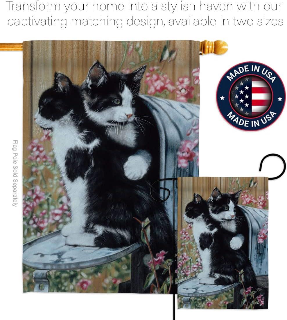 Breeze Decor 60079 Pets Tuxedo Cat 2-Sided Impression Garden Flag - 13 x 18.5 in.