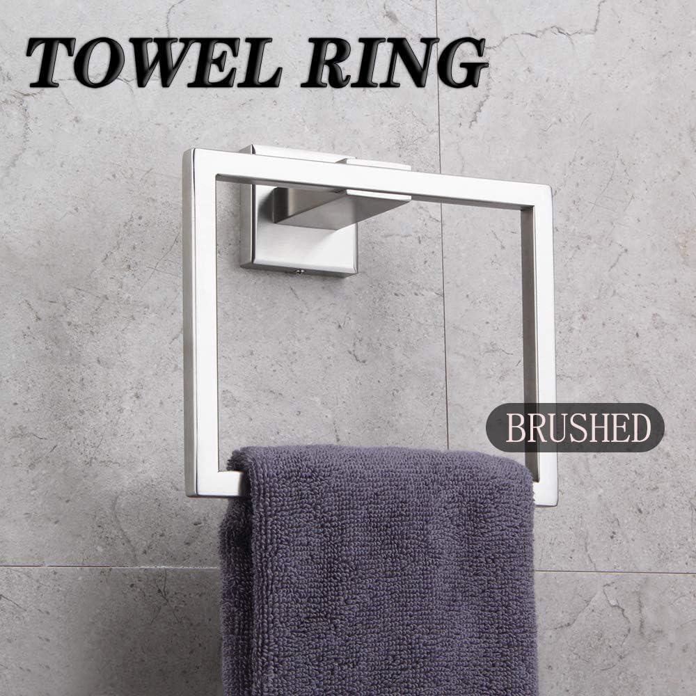 GERZ Bathroom Hardware Accessories Sets Brushed SUS304 Stainless Steel Bath Shower Set 2-Pieces (Toilet Paper Holder Towel Ring) Contemporary Style JG1956-2LS