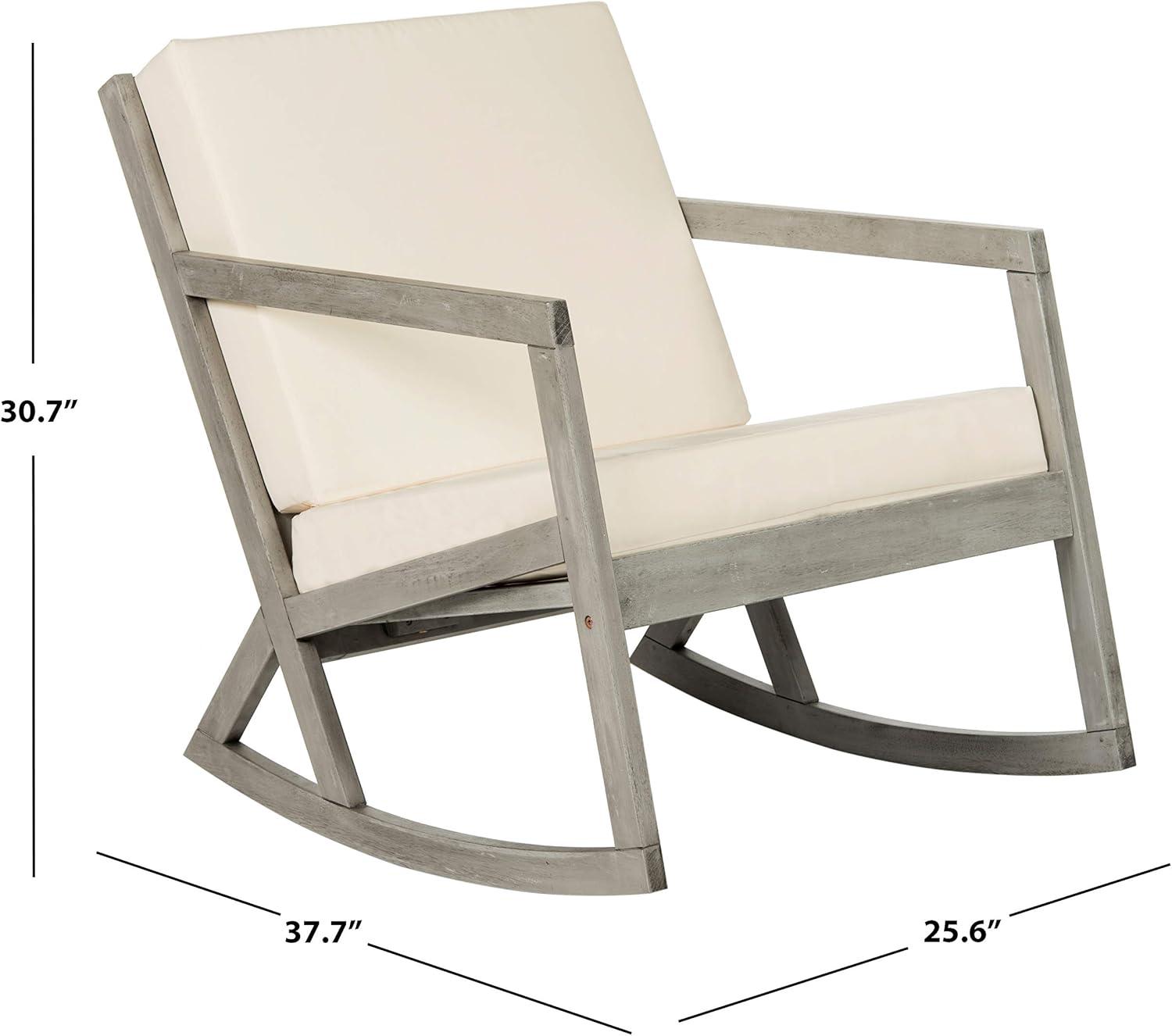 Gray Eucalyptus Wood Rocking Chair with Cushions