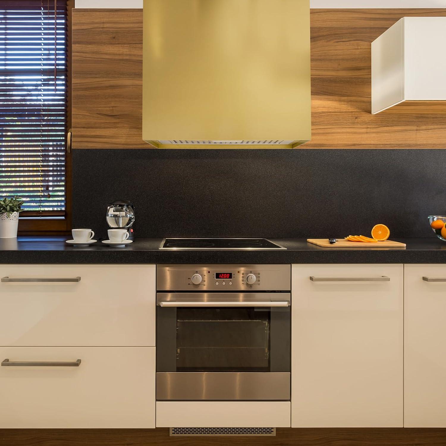 Akicon Stainless Steel Range Hood, Modern Box Kitchen Hood with Powerful Vent Motor, Wall Mount, 30”W*30”H*14D, Matte Gold (AKHS30H-MG)