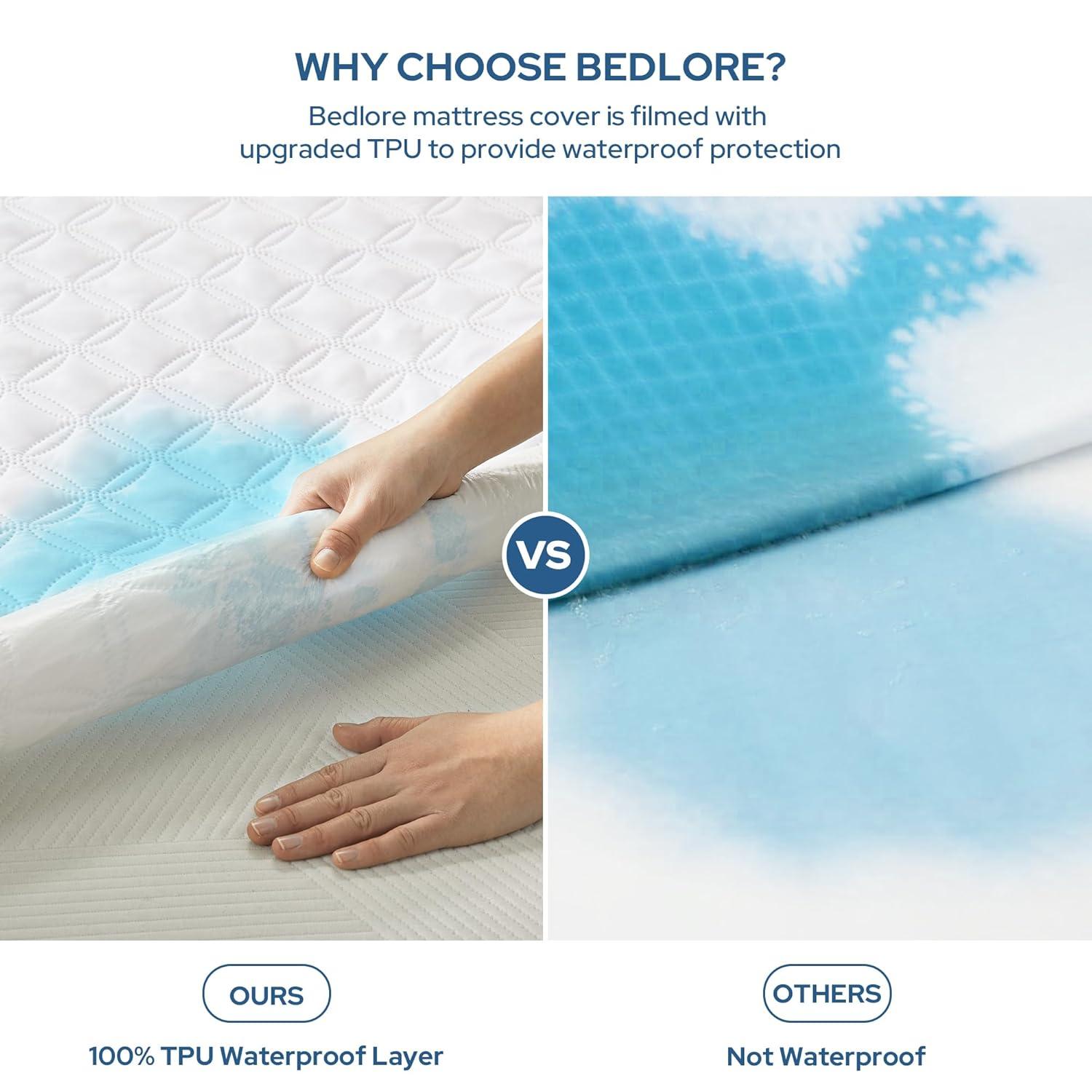 2 Pack Waterproof Mattress Protector, Twin Size Mattress Pad with Deep Pocket Fitted Up to 6-15 inches, Soft Noiseless Single Bed Mattress Cover for Bedroom, Dorm Room