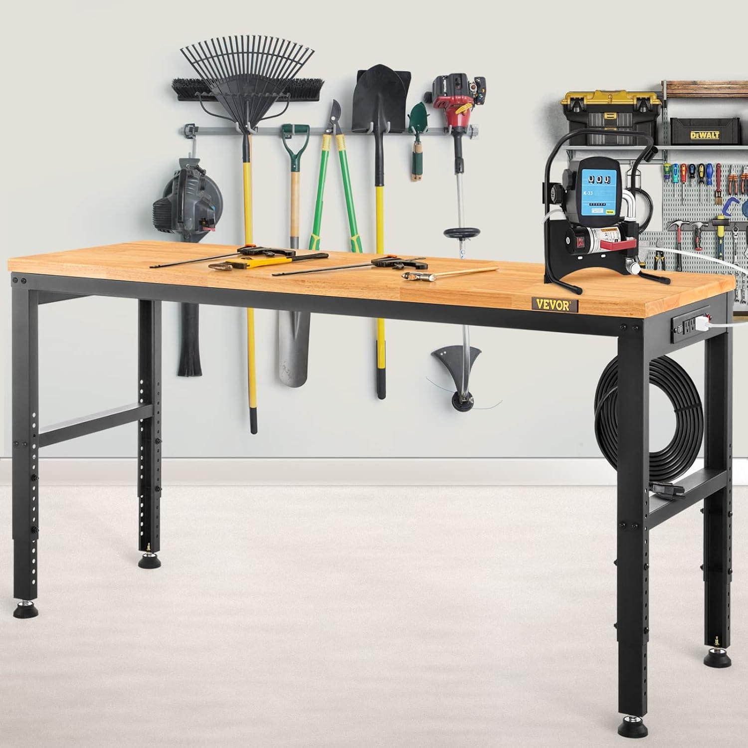 VEVOR 48'' W Wood Top Height-Adjustable Workbench
