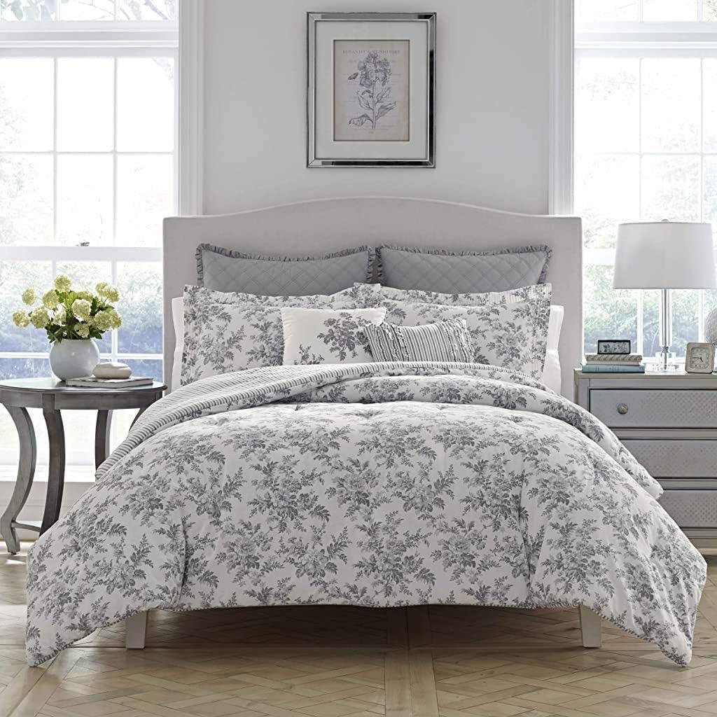 King Gray Cotton Reversible Comforter Set with Shams