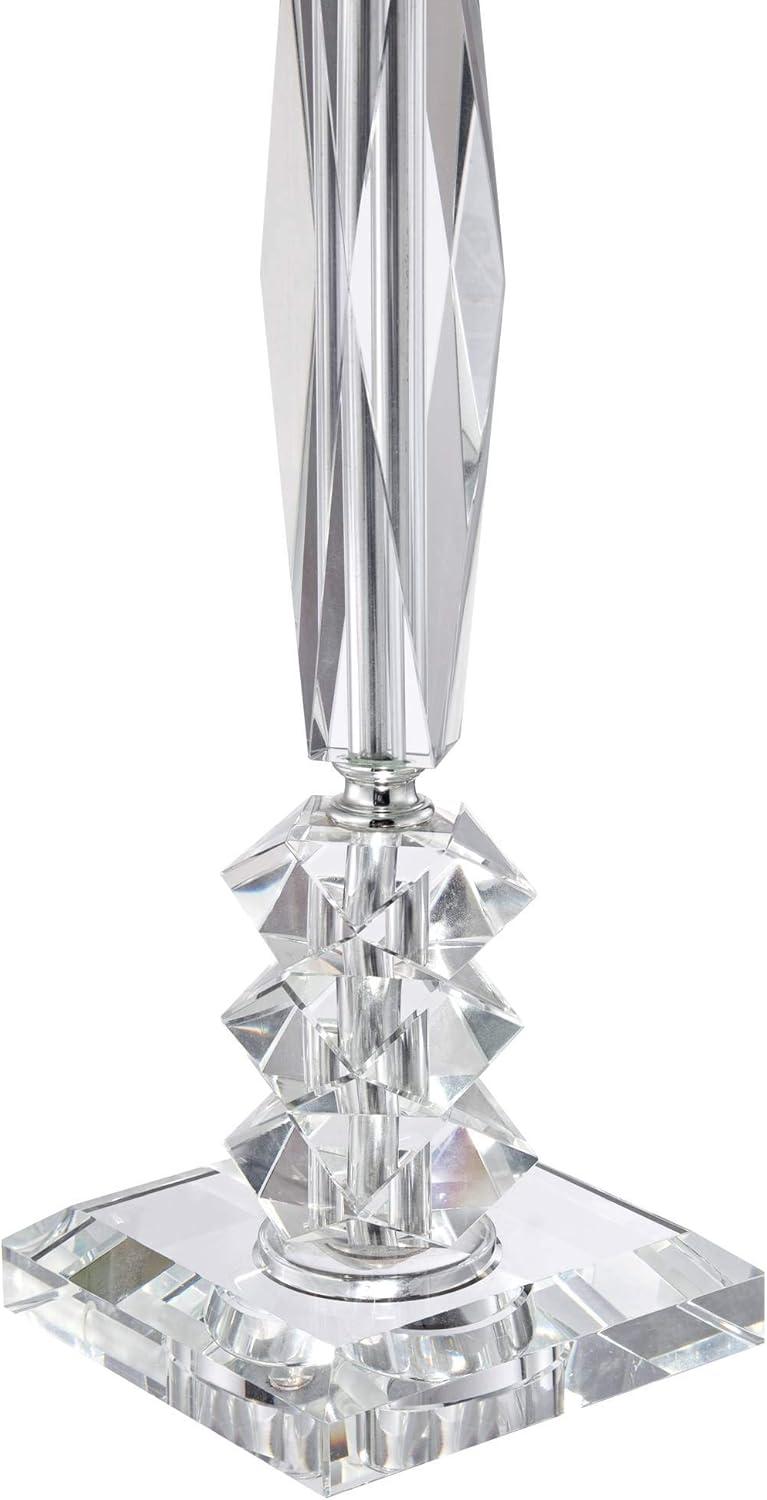 Vienna Full Spectrum Traditional Table Lamps 25 1/2" High Set of 2 Crystal Cut Column Geneva White Square Shade for Bedroom Living Room Bedside Office