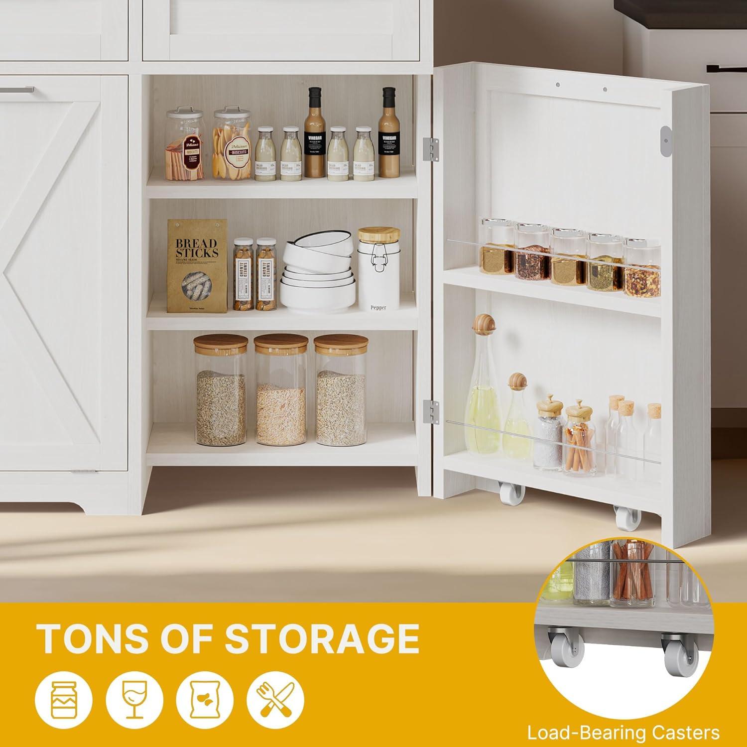 Coraluna Tilt Out Trash Can Cabinet for 10 Gallon Kitchen Island w/ Drawers Freestanding