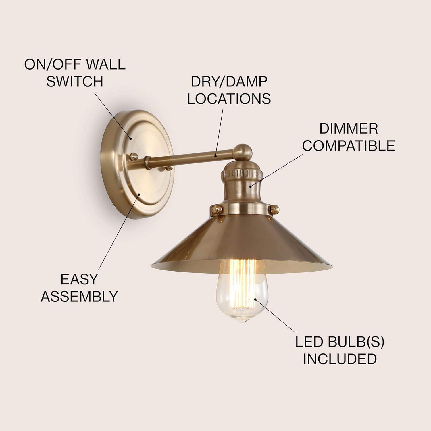 August 7.75 in. Metal Shade Brass Gold Vanity Light