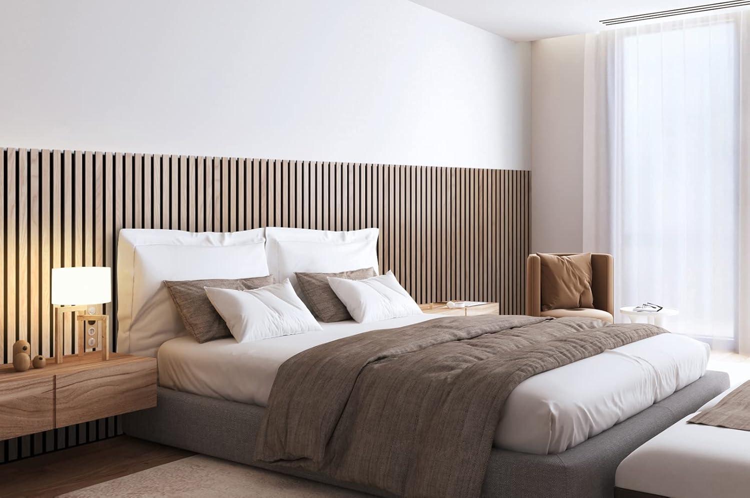 Woody Walls Acoustic Wood Wall Panels for Interior Wall Decor | Set of 2 Seamless Joint Wood Panels for Walls | DIY Wood Slat Wall | 3D Wall Panel Effect for Any Interior Design (Oslo)