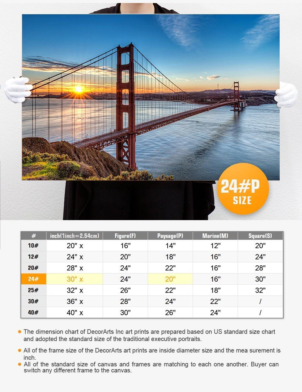 DecorArts - Golden Gate Bridge, San Francisco, Califonia. Giclee Canvas Prints for Wall Decor. 30x20"x1.5"